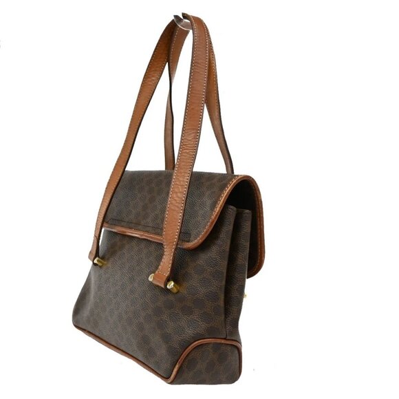 CELINE Logo Macadam Pattern Shoulder Bag PVC Leather Brown Italy - Picture 4 of 16